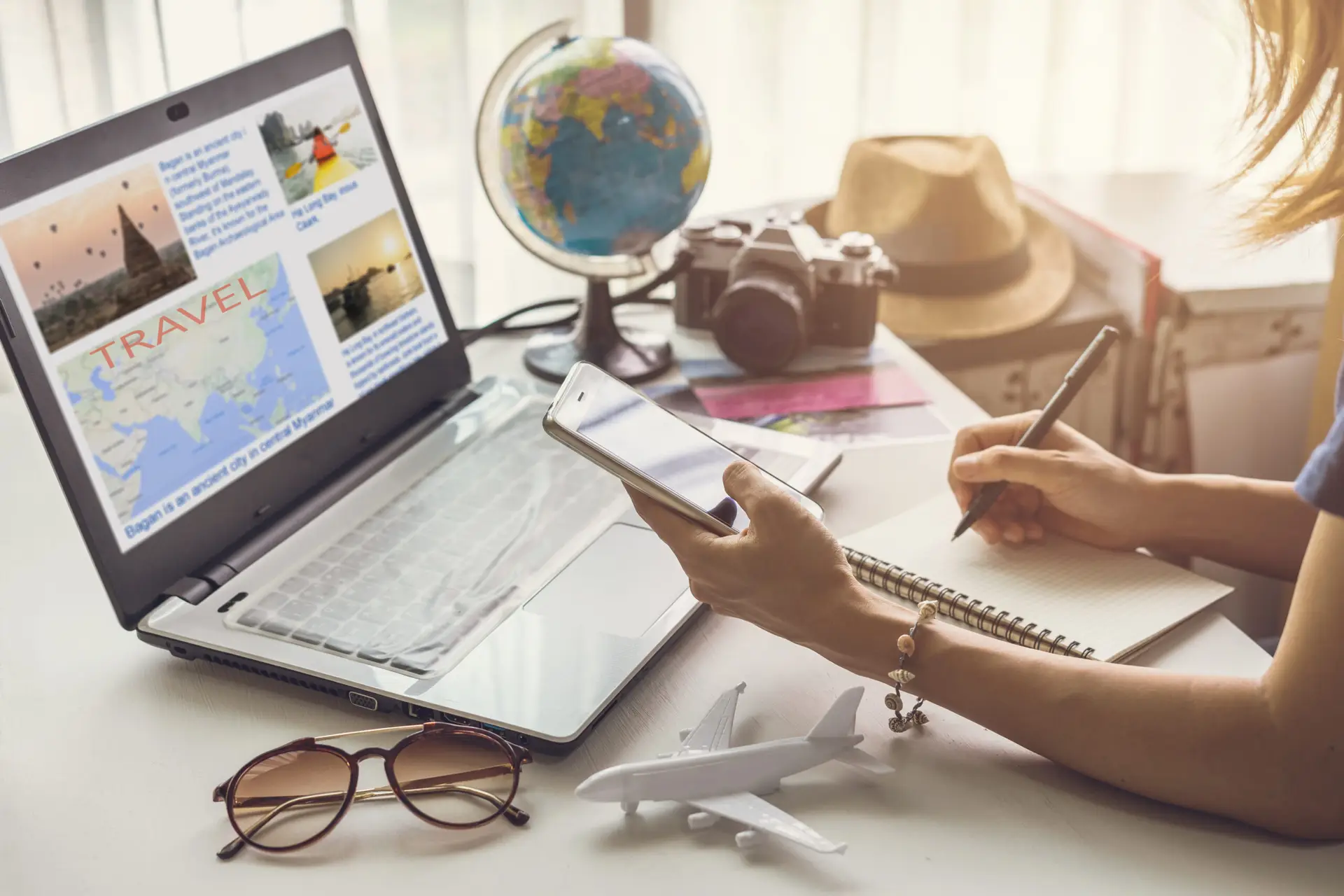 Women booking trip online