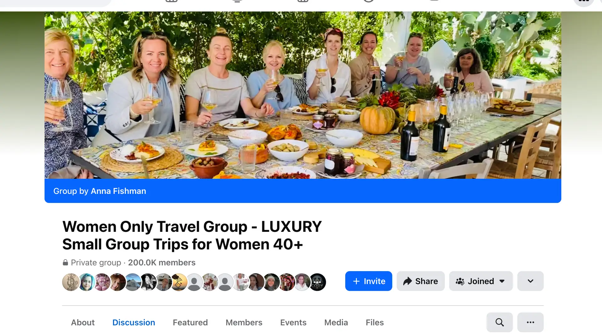 Facebook Group women only travel group lucury 40+