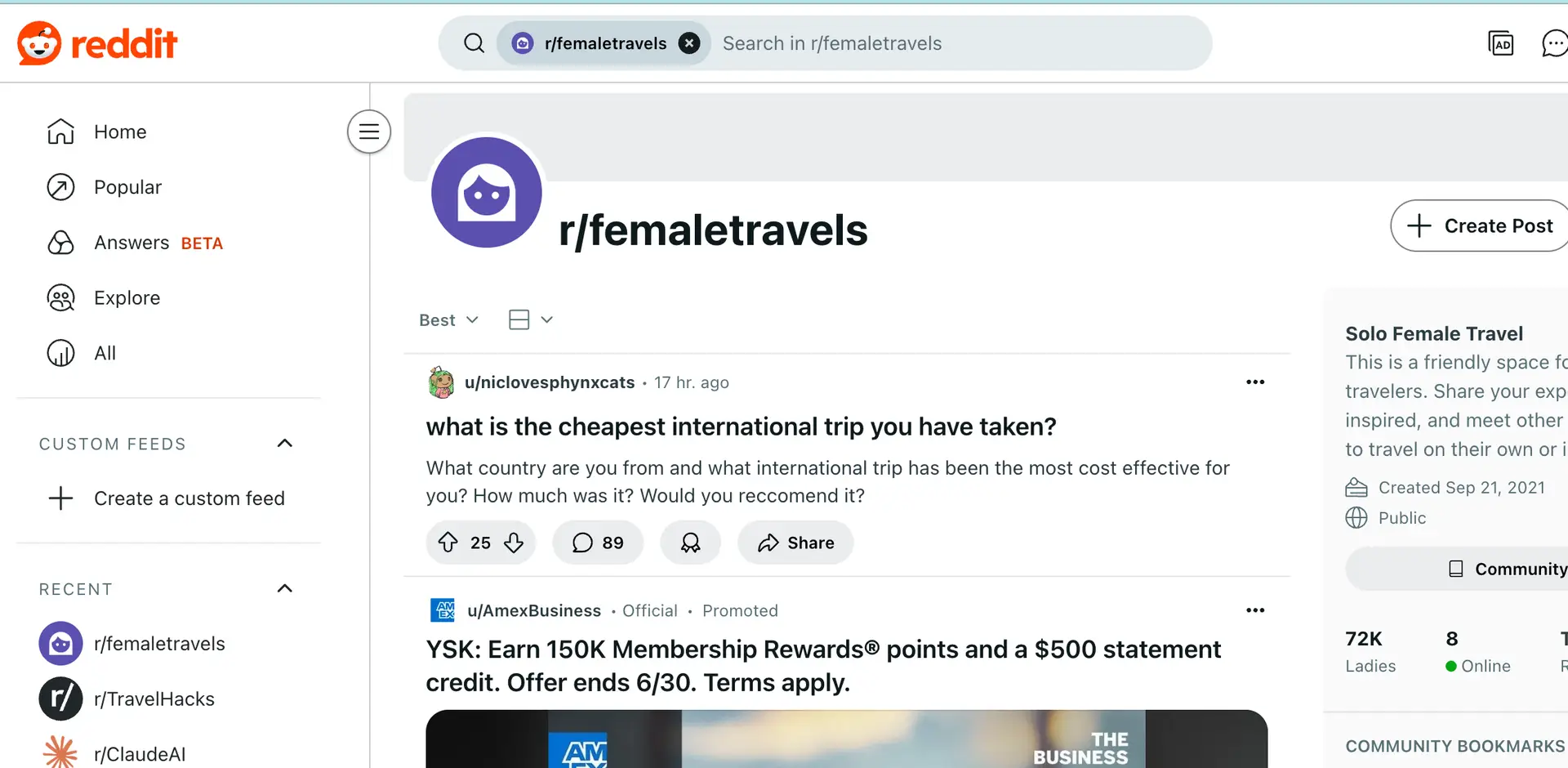 reddit Female Travels Group