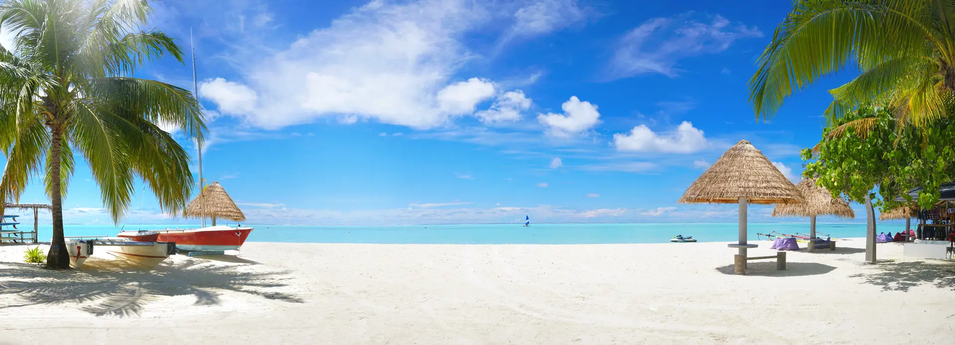 Scenic coastline with white sand and blue sea