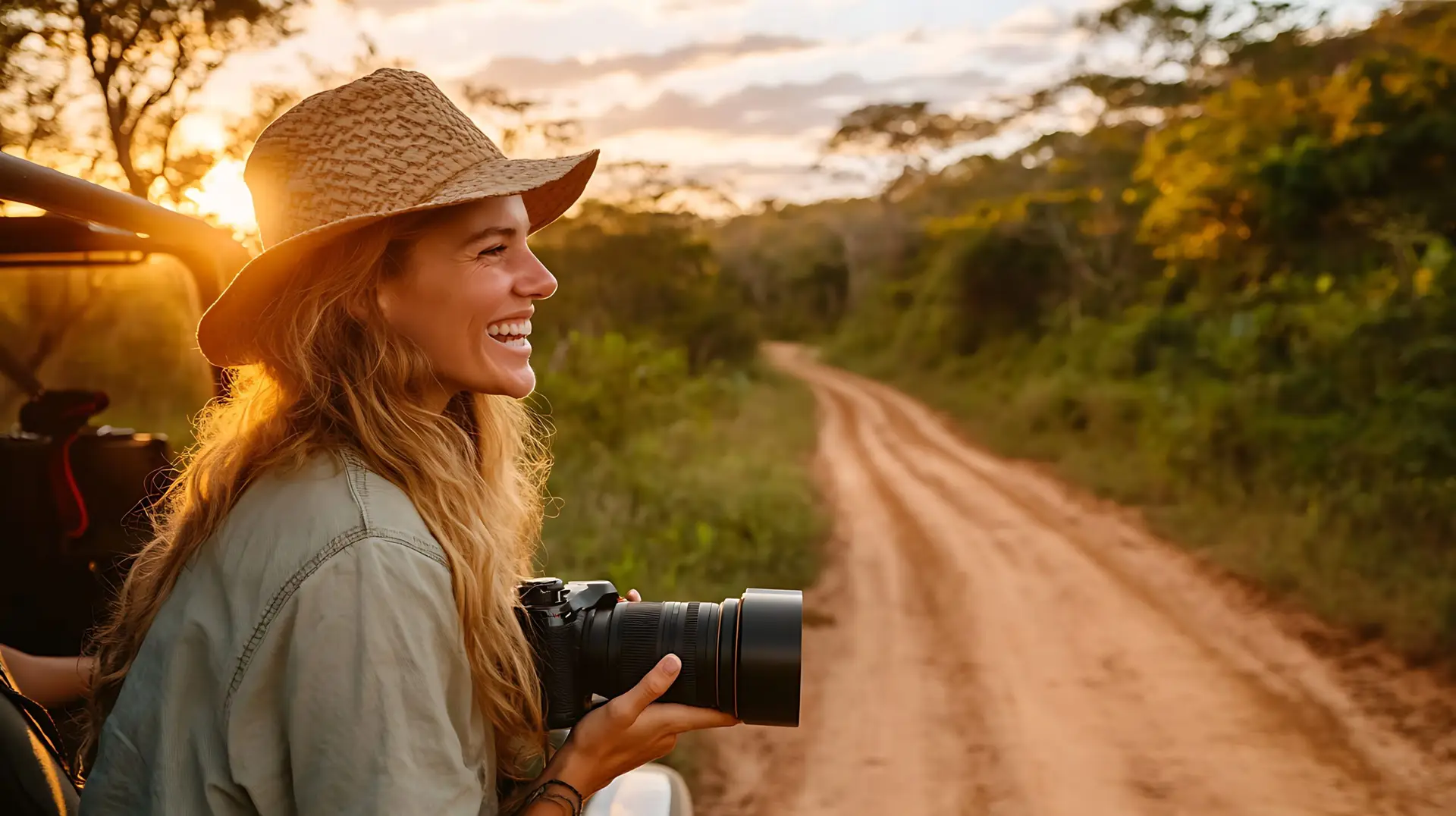 woman on safari