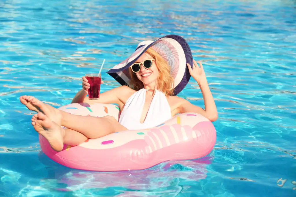woman relaxing in the pool