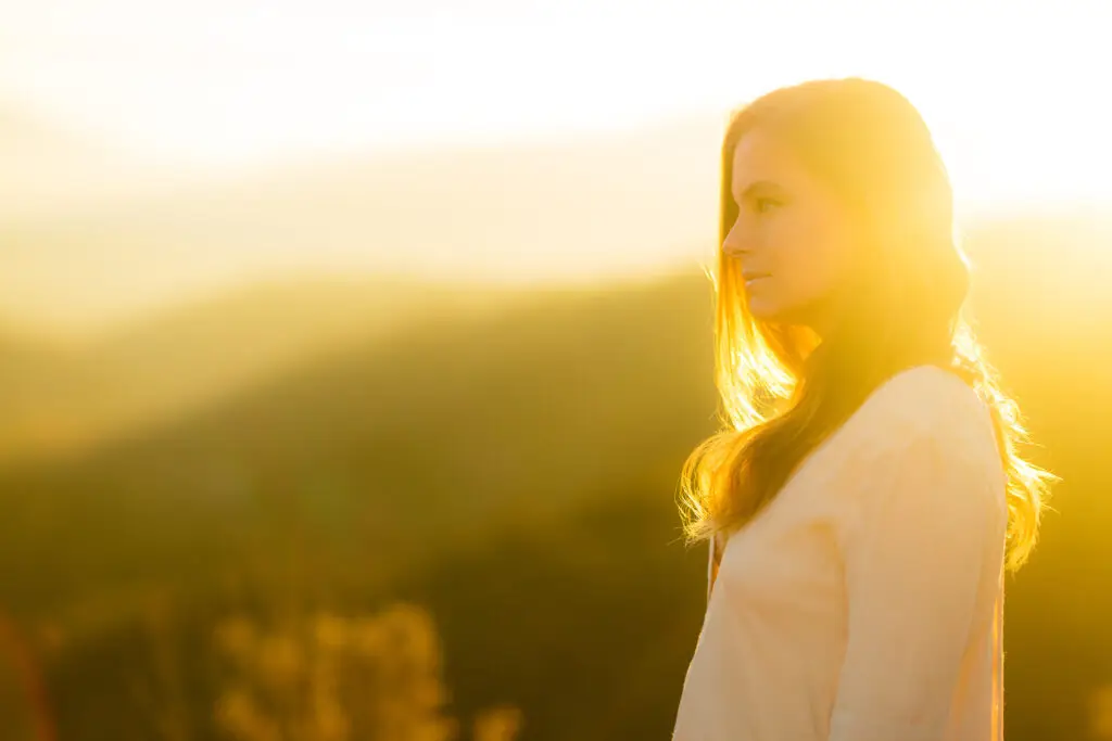 woman by sunset