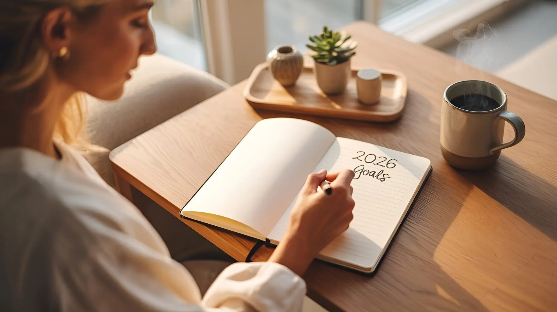 women writing her 2026 travel goals