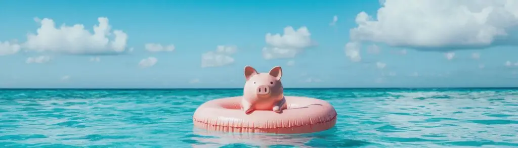 piggy bank on vacation