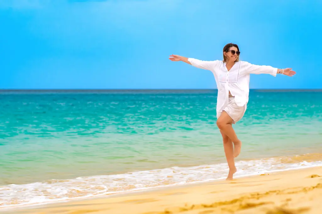 woman on island vacation